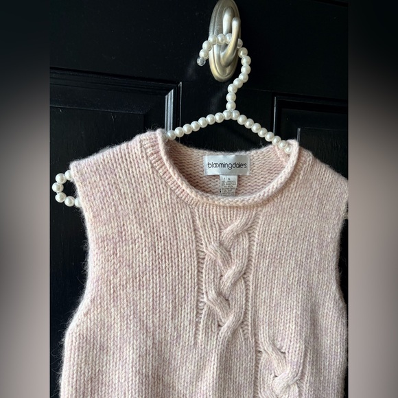 VTG Bloomingdale’s Pink Purple Lambswool Cable Knit Sleeveless Sweater Size S - Picture 6 of 7